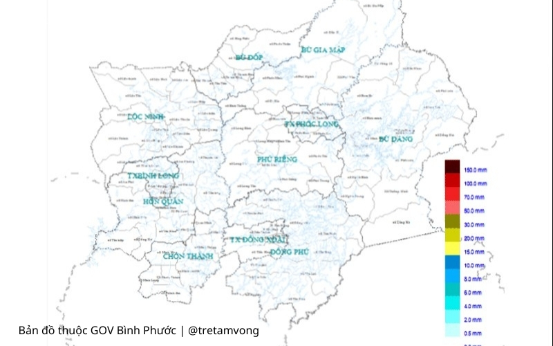 Bản đồ lượng mưa và khi hậu tỉnh Bình Phước